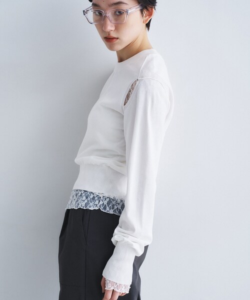 CODE A(コードエー)の「slit pullover knit(ニット/セーター・レディース・ピンク/ホワイト/グレー/ブラック・00)」の15枚目の写真