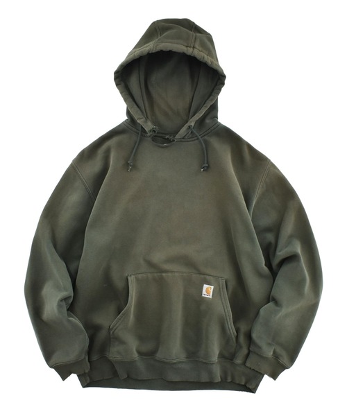 Carhartt(カーハート)の「【USED】Carhartt ロゴ グランジ フーディ(パーカー・メンズ・オリーブ・LARGE)」の1枚目の写真