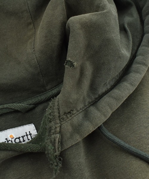 Carhartt(カーハート)の「【USED】Carhartt ロゴ グランジ フーディ(パーカー・メンズ・オリーブ・LARGE)」の9枚目の写真