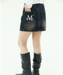 MUCENT | A'GEM/9 × .kom 『MUCENT/ムセント』 CRAIL BACK POCKET BIG LOGO DENIM SKIRT/バックポケットビッグロゴ スカート(スカート)