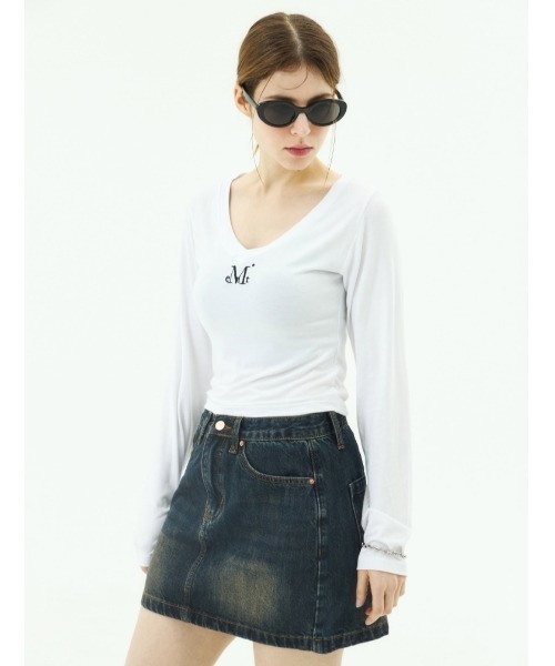 MUCENT（ムセント）の「A'GEM/9 × .kom 『MUCENT/ムセント』 CRAIL BACK POCKET BIG LOGO DENIM SKIRT/バックポケットビッグロゴ スカート（スカート・レディース・A/ダークブルー・L/M）」の6枚目の写真