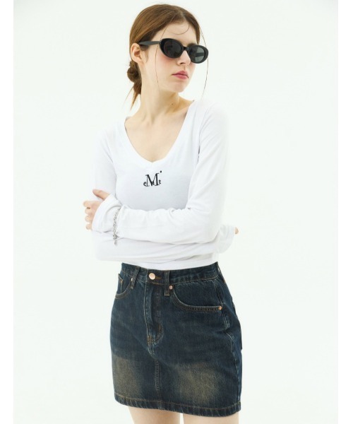 MUCENT（ムセント）の「A'GEM/9 × .kom 『MUCENT/ムセント』 CRAIL BACK POCKET BIG LOGO DENIM SKIRT/バックポケットビッグロゴ スカート（スカート・レディース・A/ダークブルー・L/M）」の7枚目の写真