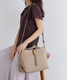 VIOLAd'ORO | 【VIOLAd'ORO】ラフィア調2WAYレザー金具付きショルダーバッグ-SANDRO(ショルダーバッグ)