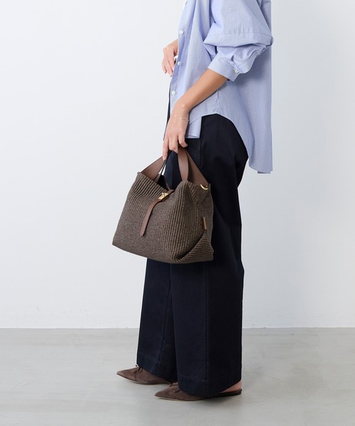 VIOLAd'ORO（ヴィオラドーロ）の「【VIOLAd'ORO】ラフィア調2WAYレザー金具付きショルダーバッグ-SANDRO（ショルダーバッグ・レディース・ブラウン/サンドベージュ・FREE）」の17枚目の写真