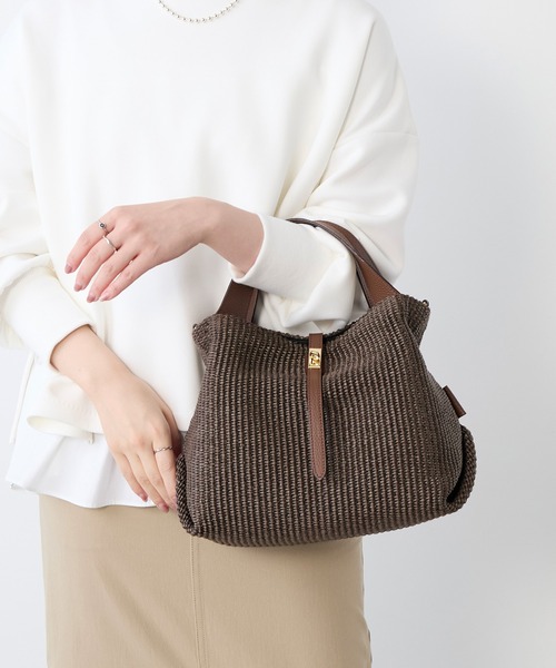 VIOLAd'ORO（ヴィオラドーロ）の「【VIOLAd'ORO】ラフィア調2WAYレザー金具付きショルダーバッグ-SANDRO（ショルダーバッグ・レディース・ブラウン/サンドベージュ・FREE）」の20枚目の写真