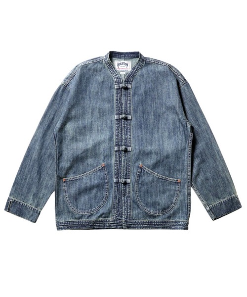 HOUSTON(ヒューストン)の「HOUSTON ヒューストン SLUB DENIM CHINA JACKET スラブ デニム チャイナジャケット(デニムジャケット・メンズ・ライトインディゴブルー/インディゴブルー/ワンウォッシュ・M/XL/L)」の7枚目の写真