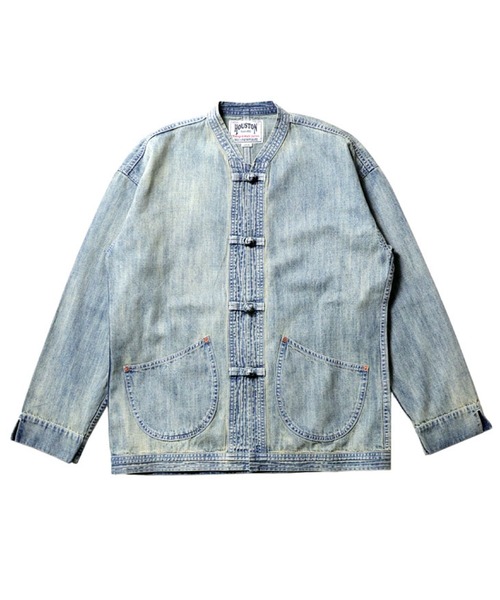 HOUSTON(ヒューストン)の「HOUSTON ヒューストン SLUB DENIM CHINA JACKET スラブ デニム チャイナジャケット(デニムジャケット・メンズ・ライトインディゴブルー/インディゴブルー/ワンウォッシュ・M/XL/L)」の8枚目の写真
