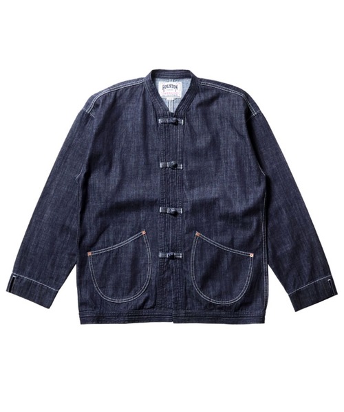 HOUSTON(ヒューストン)の「HOUSTON ヒューストン SLUB DENIM CHINA JACKET スラブ デニム チャイナジャケット(デニムジャケット・メンズ・ライトインディゴブルー/インディゴブルー/ワンウォッシュ・M/XL/L)」の9枚目の写真