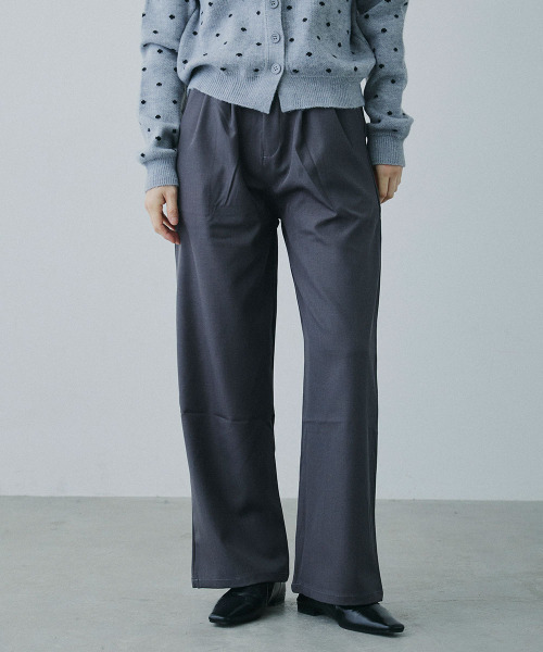 Mirette(ミレット)の「フロントタック セミワイドスラックスパンツ / Front Tuck Semi-Wide Slacks(スラックス・レディース・グレー/ブラウン・LARGE/MEDIUM/SMALL)」の2枚目の写真