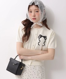 Rirandture | ハーフスリーブリボン刺繍カーデプルオーバー(ニット/セーター)