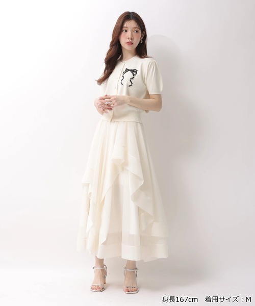 Rirandture(リランドチュール)の「ハーフスリーブリボン刺繍カーデプルオーバー(ニット/セーター・レディース・オフホワイト/ライトイエロー/ライトブルー/ネイビー/ピンク系その他5・2)」の9枚目の写真