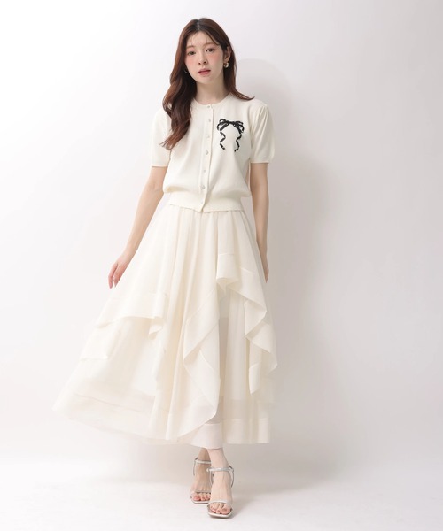 Rirandture(リランドチュール)の「ハーフスリーブリボン刺繍カーデプルオーバー(ニット/セーター・レディース・オフホワイト/ライトイエロー/ライトブルー/ネイビー/ピンク系その他5・2)」の10枚目の写真