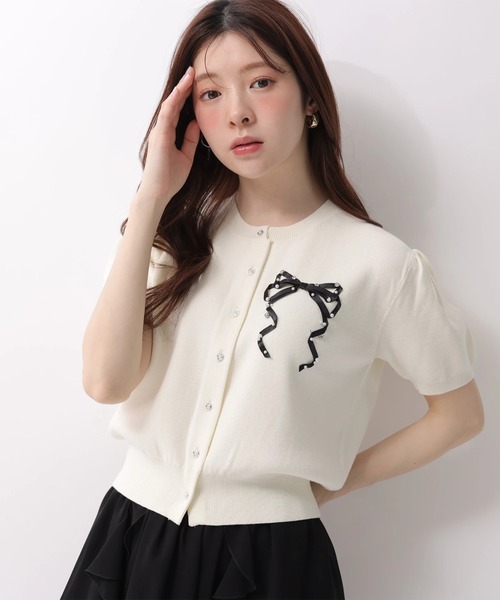 Rirandture(リランドチュール)の「ハーフスリーブリボン刺繍カーデプルオーバー(ニット/セーター・レディース・オフホワイト/ライトイエロー/ライトブルー/ネイビー/ピンク系その他5・2)」の11枚目の写真