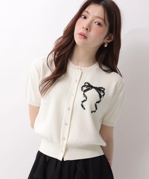 Rirandture(リランドチュール)の「ハーフスリーブリボン刺繍カーデプルオーバー(ニット/セーター・レディース・オフホワイト/ライトイエロー/ライトブルー/ネイビー/ピンク系その他5・2)」の12枚目の写真