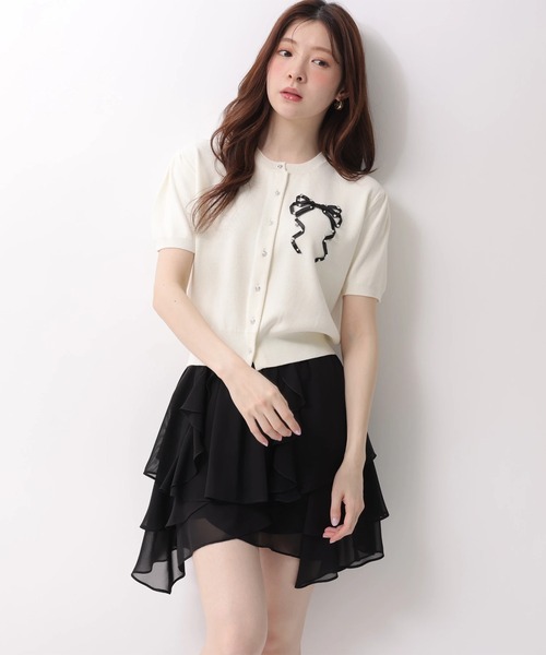 Rirandture(リランドチュール)の「ハーフスリーブリボン刺繍カーデプルオーバー(ニット/セーター・レディース・オフホワイト/ライトイエロー/ライトブルー/ネイビー/ピンク系その他5・2)」の13枚目の写真