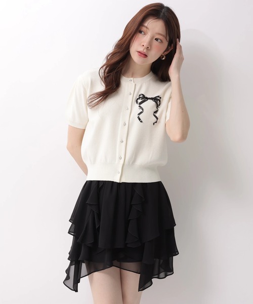 Rirandture(リランドチュール)の「ハーフスリーブリボン刺繍カーデプルオーバー(ニット/セーター・レディース・オフホワイト/ライトイエロー/ライトブルー/ネイビー/ピンク系その他5・2)」の14枚目の写真