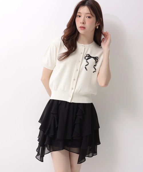 Rirandture(リランドチュール)の「ハーフスリーブリボン刺繍カーデプルオーバー(ニット/セーター・レディース・オフホワイト/ライトイエロー/ライトブルー/ネイビー/ピンク系その他5・2)」の15枚目の写真