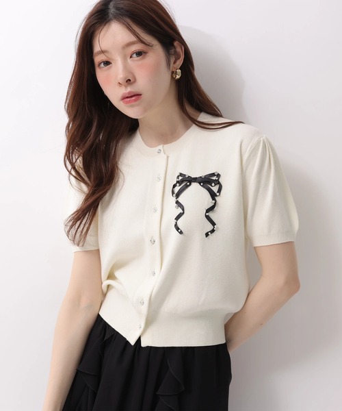 Rirandture(リランドチュール)の「ハーフスリーブリボン刺繍カーデプルオーバー(ニット/セーター・レディース・オフホワイト/ライトイエロー/ライトブルー/ネイビー/ピンク系その他5・2)」の17枚目の写真