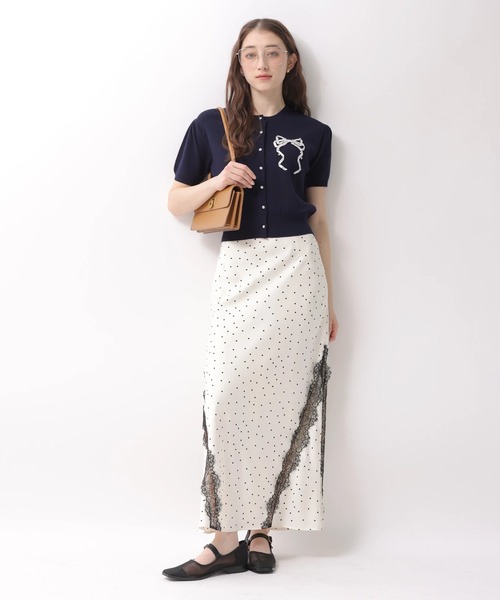 リボンスリーブカーデトリプルアンサンブル Ambre Neige（アンブルネージュ） カーディガン openwork knitting