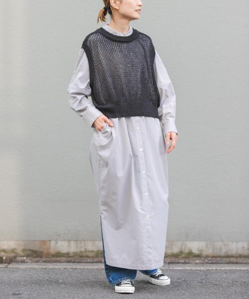 FORK&SPOON(フォークアンドスプーン)の「FORK&SPOON ペーパーメッシュニットベスト(ベスト・レディース・アイボリー/ブラック・1)」の7枚目の写真