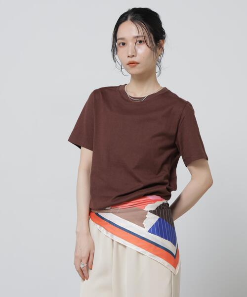 NANO universe(ナノユニバース)の「Anti Soaked(R) 汗染み防止カラフルクルーTシャツ(Tシャツ/カットソー・レディース・レッド/ブラウン/ライトピンク/ブルーグレー/ライトイエロー・FREE)」の8枚目の写真