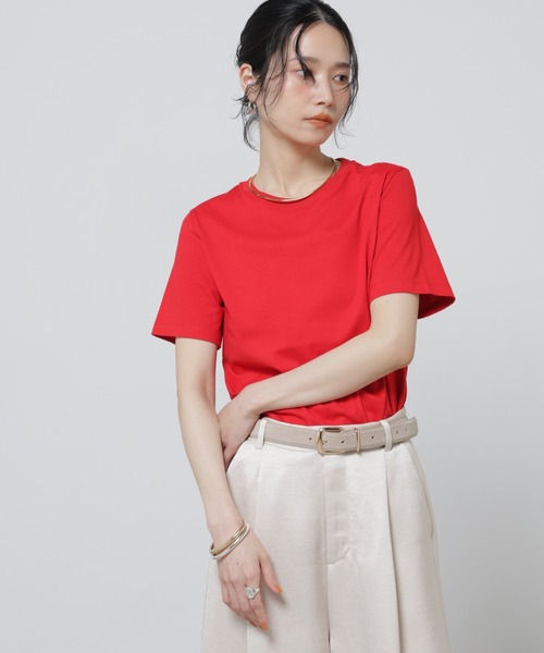 NANO universe（ナノユニバース）の「Anti Soaked(R) 汗染み防止カラフルクルーTシャツ（Tシャツ/カットソー・レディース・レッド/ブラウン/ライトピンク/ブルーグレー/ライトイエロー・FREE）」の5枚目の写真