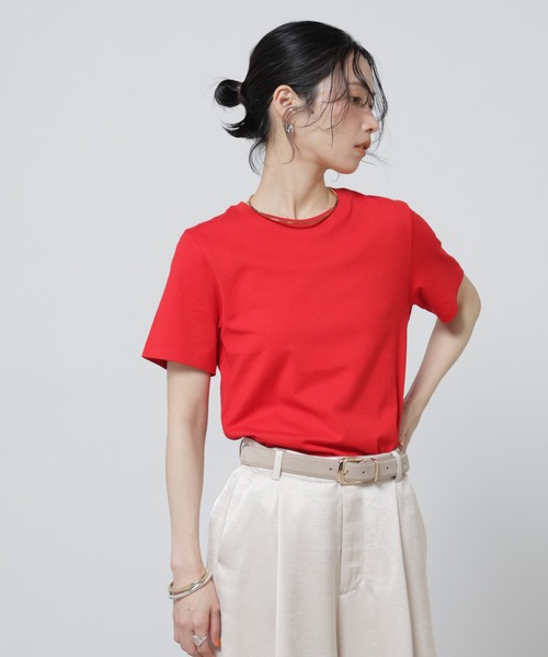 NANO universe（ナノユニバース）の「Anti Soaked(R) 汗染み防止カラフルクルーTシャツ（Tシャツ/カットソー・レディース・レッド/ブラウン/ライトピンク/ブルーグレー/ライトイエロー・FREE）」の6枚目の写真