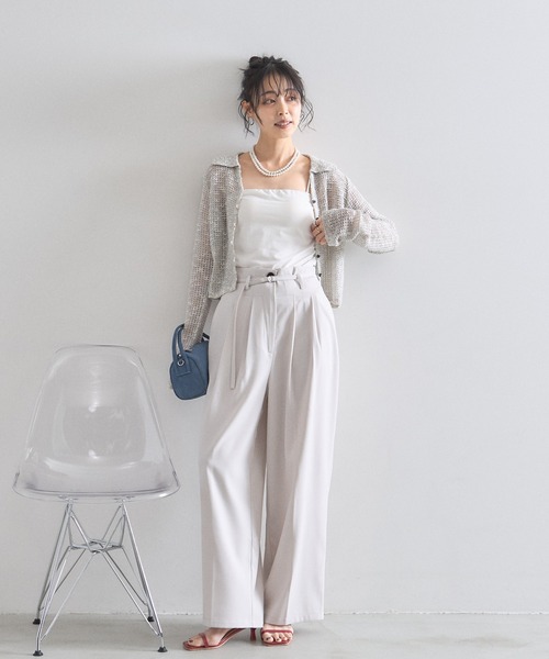 &. NOSTALGIA(アンドドットノスタルジア)の「ナローベルトタックワイドパンツ(その他パンツ・レディース・グレー/チャコールグレー・M)」の3枚目の写真