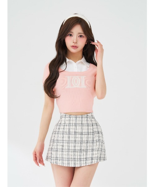 ダーリッチ DDハーフスリーブニットトップス Tシャツ ホワイト ダーリッチ darich DDハーフスリーブニットトップス Tシャツ ホワイト