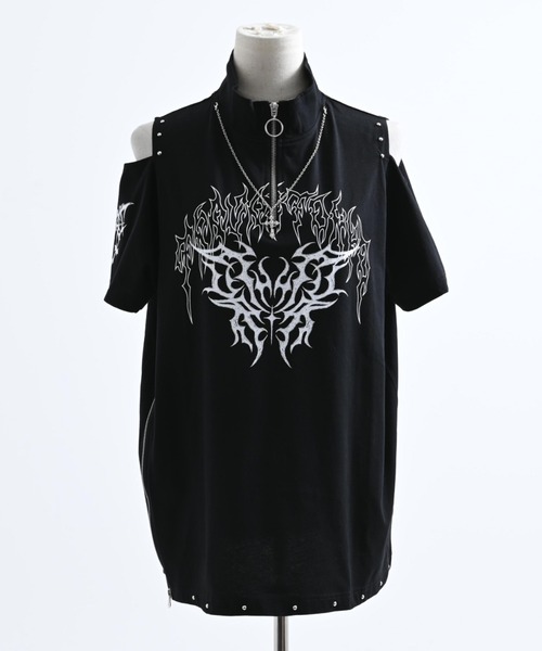 TRAVAS TOKYO(トラバス トウキョウ)の「『TRAVAS TOKYO/トラバス トーキョー』肩あきZIPデザインTシャツ(Tシャツ/カットソー・レディース・ホワイト/ブラック・FREE)」の21枚目の写真
