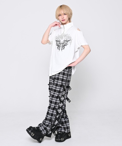 TRAVAS TOKYO(トラバス トウキョウ)の「『TRAVAS TOKYO/トラバス トーキョー』肩あきZIPデザインTシャツ(Tシャツ/カットソー・レディース・ホワイト/ブラック・FREE)」の20枚目の写真
