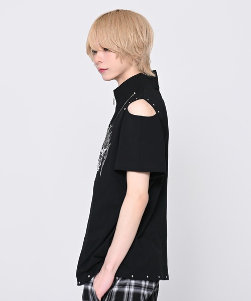 TRAVAS TOKYO(トラバス トウキョウ)の「『TRAVAS TOKYO/トラバス トーキョー』肩あきZIPデザインTシャツ(Tシャツ/カットソー・レディース・ホワイト/ブラック・FREE)」の12枚目の写真