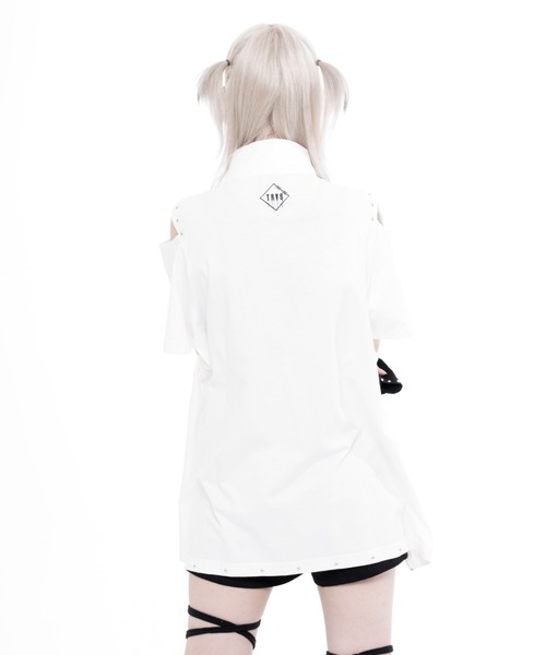TRAVAS TOKYO(トラバス トウキョウ)の「『TRAVAS TOKYO/トラバス トーキョー』肩あきZIPデザインTシャツ(Tシャツ/カットソー・レディース・ホワイト/ブラック・FREE)」の9枚目の写真