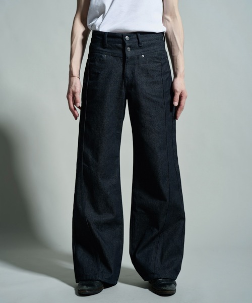 CAMPHOR WOOD（カンファーウッド）の「SIDE SEEM BOOTS CUT RIGID JEANS / サイドシームブーツカットリジットデニム（デニムパンツ・メンズ・インディゴブルー/ブラック・SMALL/MEDIUM/LARGE）」の2枚目の写真