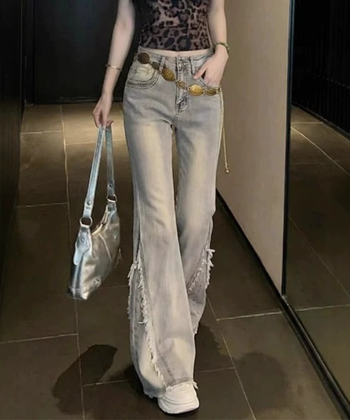 Teem Store（チームストア）の「フリンジデザインフレアデニムパンツ（デニムパンツ・レディース・ブルー・M/S）」の8枚目の写真