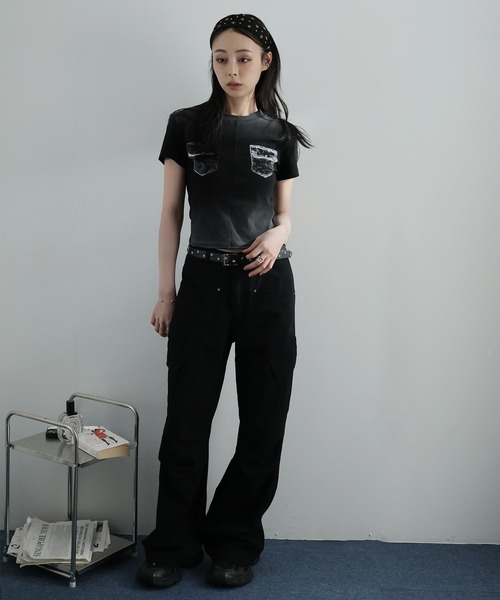 Ulysses（ユリシス）の「フェイクポケットデザインTシャツ（Tシャツ/カットソー・レディース・ホワイト/ブラック・F）」の10枚目の写真