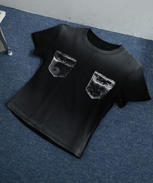 Ulysses（ユリシス）の「フェイクポケットデザインTシャツ（Tシャツ/カットソー・レディース・ホワイト/ブラック・F）」の13枚目の写真
