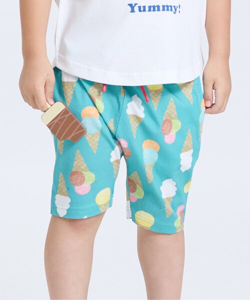 BIT'Z（ビッツ）の「【接触冷感】美味しいスウィーツ総柄ハーフパンツ（その他パンツ・キッズ・ベージュ/エメラルド・100/95/90/80/120/110）」の2枚目の写真