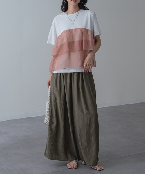 refinedworks(リファインドワークス)の「【refinedworks】美脚 を叶える 落ち感 ストレート ワイドパンツ(その他パンツ・レディース・チャコールグレー/カーキ・FREE)」の3枚目の写真
