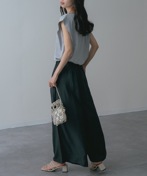 refinedworks(リファインドワークス)の「【refinedworks】美脚 を叶える 落ち感 ストレート ワイドパンツ(その他パンツ・レディース・チャコールグレー/カーキ・FREE)」の7枚目の写真