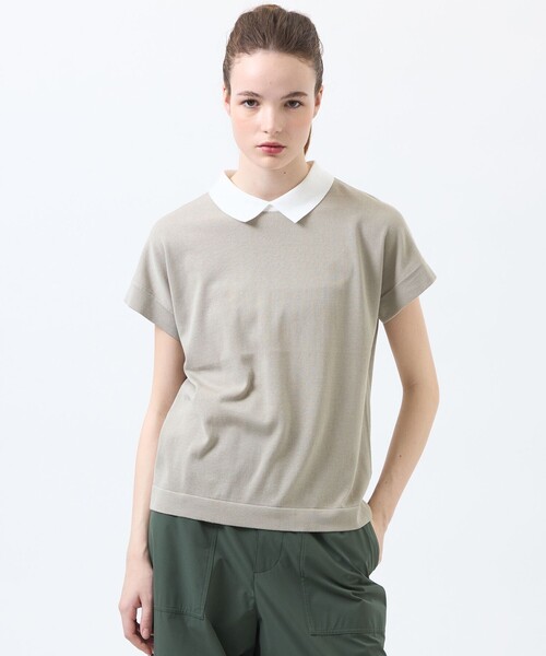 MACKINTOSH PHILOSOPHY(マッキントッシュ フィロソフィー)の「【Bicolor Knit Polo】(ポロシャツ・レディース・ブルー/カーキ/ブラック/ベージュ系その他・38)」の2枚目の写真
