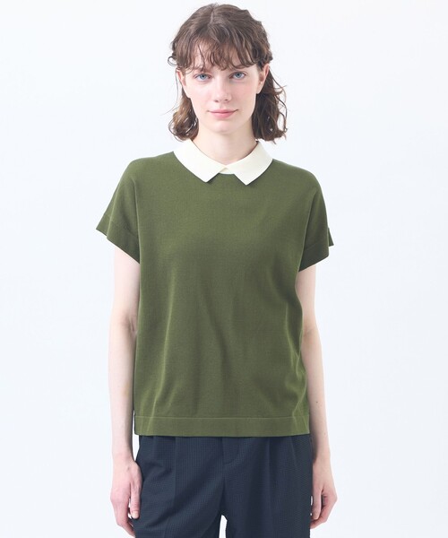 MACKINTOSH PHILOSOPHY(マッキントッシュ フィロソフィー)の「【Bicolor Knit Polo】(ポロシャツ・レディース・ブルー/カーキ/ブラック/ベージュ系その他・38)」の3枚目の写真