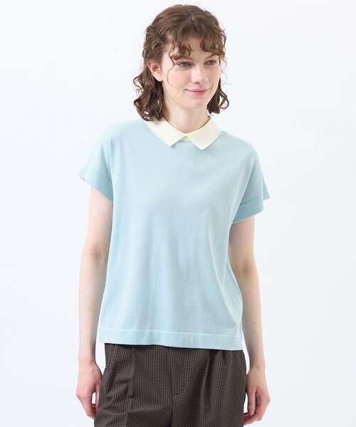 MACKINTOSH PHILOSOPHY(マッキントッシュ フィロソフィー)の「【Bicolor Knit Polo】(ポロシャツ・レディース・ブルー/カーキ/ブラック/ベージュ系その他・38)」の4枚目の写真