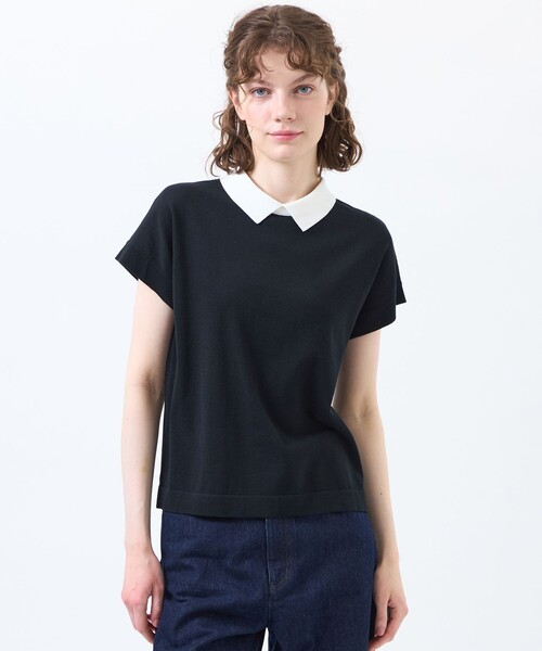 MACKINTOSH PHILOSOPHY(マッキントッシュ フィロソフィー)の「【Bicolor Knit Polo】(ポロシャツ・レディース・ブルー/カーキ/ブラック/ベージュ系その他・38)」の1枚目の写真