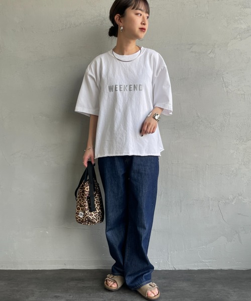 FUNG（ファング）の「[FUNG/ファング] 別注 WEEKEND カットオフ プリントTシャツ（Tシャツ/カットソー・レディース・ホワイト×シルバー/ホワイト×ピンク・M）」の8枚目の写真