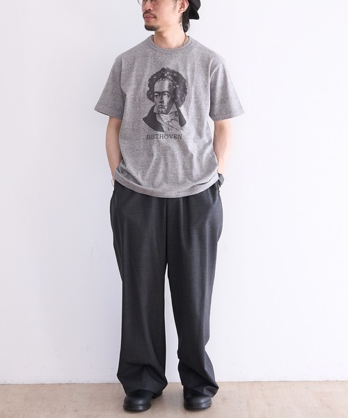 Healthknit(ヘルスニット)の「Healthknit TOMPKINS Jersey Crewneck S/S (Beethoven Print) (#218)(Tシャツ/カットソー・メンズ・オフホワイト/ヘザーグレー・MEDIUM/LARGE/X-LARGE)」の12枚目の写真
