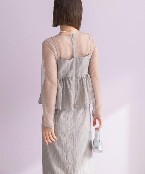URBAN RESEARCH ROSSO WOMEN（アーバンリサーチ　ロッソ）の「kaene　レイヤードペプラムドレス（ワンピース・レディース・ライトグレー/ブルー系その他・SMALL）」の4枚目の写真