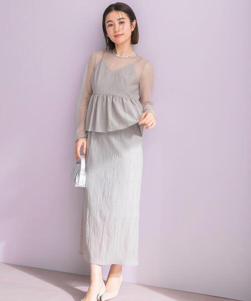 URBAN RESEARCH ROSSO WOMEN（アーバンリサーチ　ロッソ）の「kaene　レイヤードペプラムドレス（ワンピース・レディース・ライトグレー/ブルー系その他・SMALL）」の5枚目の写真