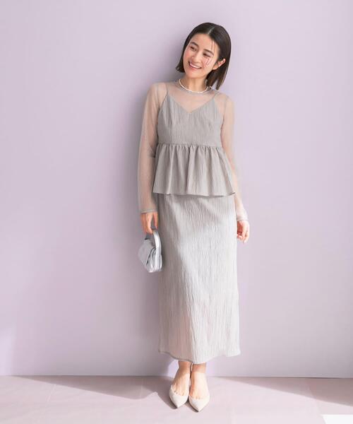 URBAN RESEARCH ROSSO WOMEN（アーバンリサーチ　ロッソ）の「kaene　レイヤードペプラムドレス（ワンピース・レディース・ライトグレー/ブルー系その他・SMALL）」の6枚目の写真
