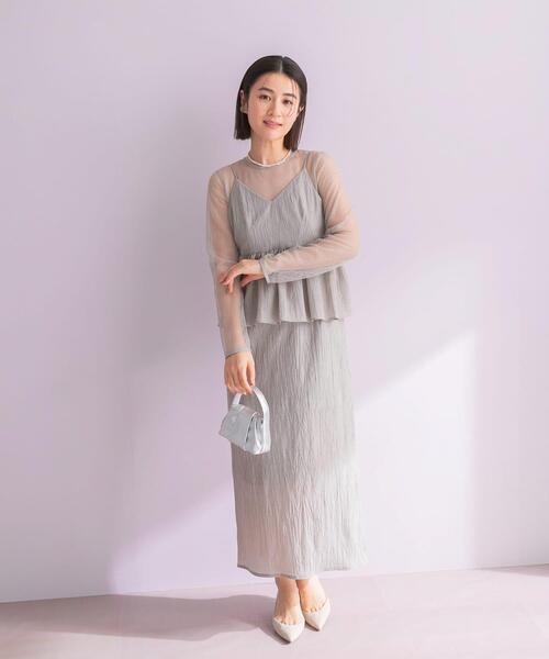 URBAN RESEARCH ROSSO WOMEN（アーバンリサーチ　ロッソ）の「kaene　レイヤードペプラムドレス（ワンピース・レディース・ライトグレー/ブルー系その他・SMALL）」の7枚目の写真